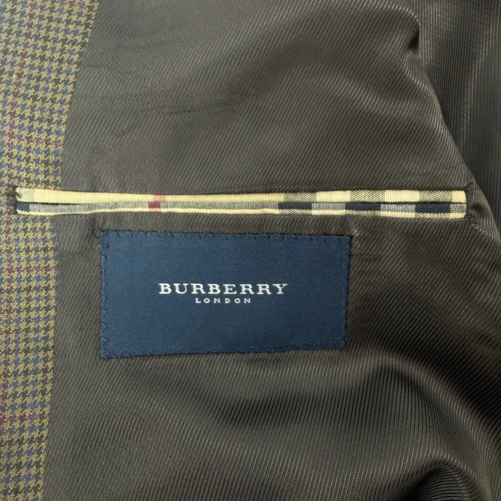 Burberry London Kensington Mens 43L Wool Blazer Brown Houndstooth Sport Coat USA
